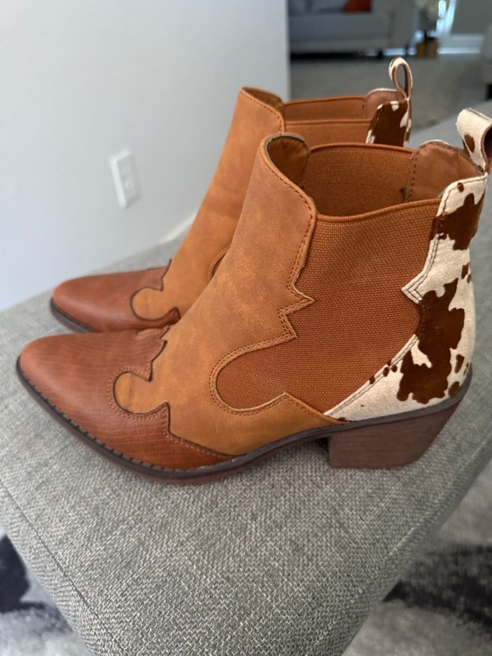 Buckle Pierre Dumas Wilder Ankle Boot Brown Cowhide Accent Western Boots Size 7 - Picture 10 of 11